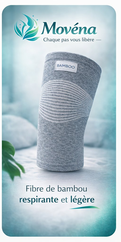 Movéna - Genouillère de Compression en Bambou pour Soulager les douleurs du Genou